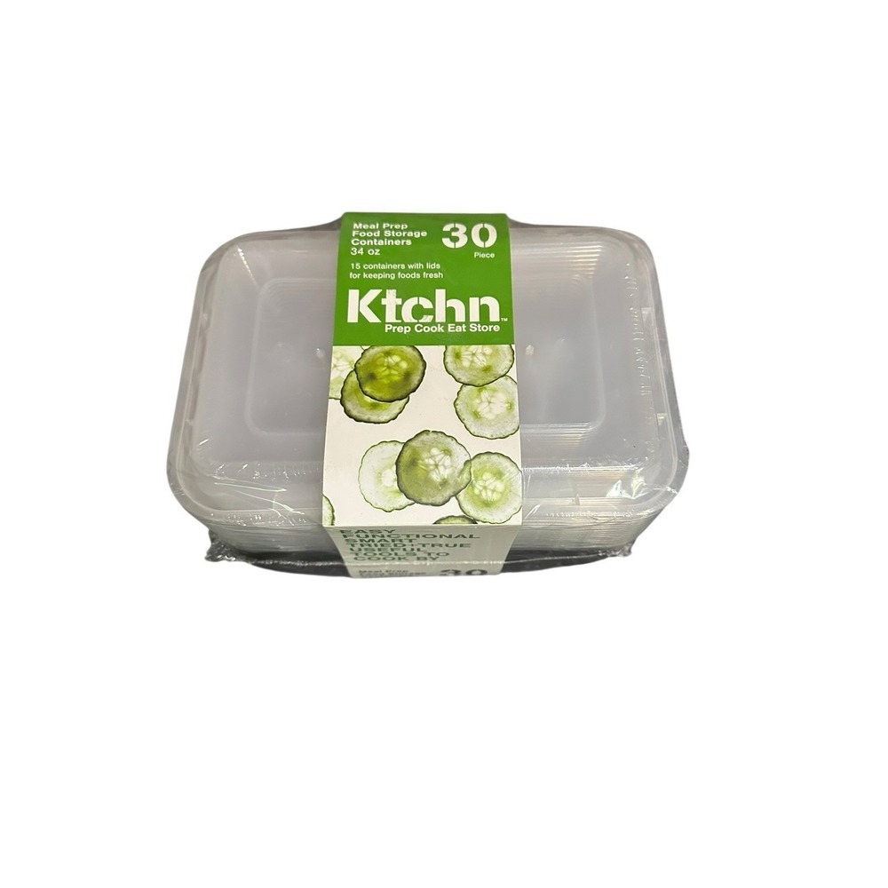 ktchn 30 piece meal prep food storage containers 34 oz 15 containers 15 lids